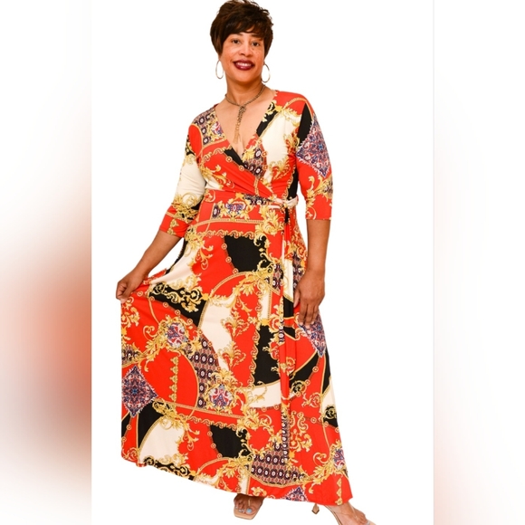 The Red/Gold Maxi Dress - Picture 1 of 2